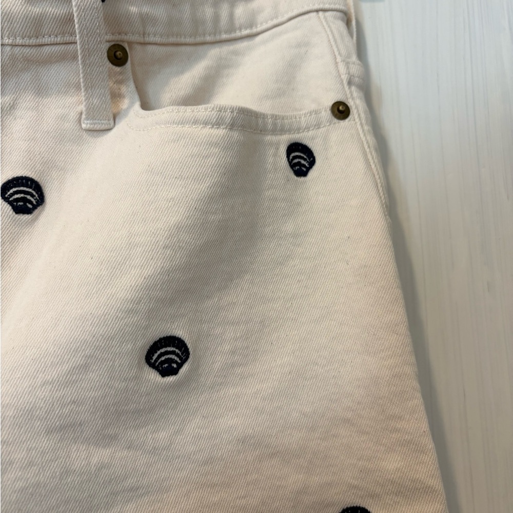 Jcrew Cream Wide-Leg Jeans with shell Embroidery - Picture 3 of 3